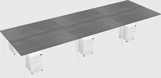 Shared rectangular office desk system