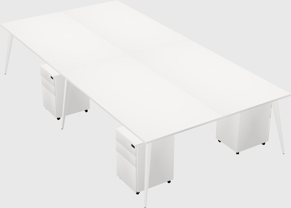 Shared rectangular office desk system