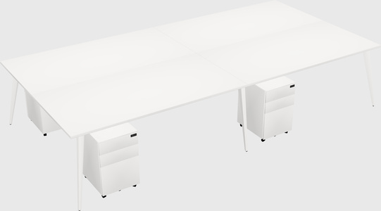 Shared rectangular office desk system