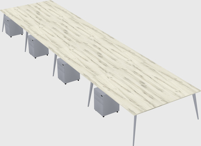 Shared rectangular office desk system
