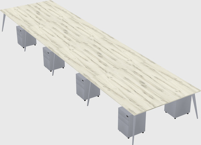 Shared rectangular office desk system