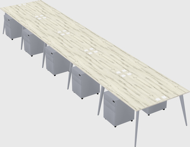 Shared rectangular office desk system