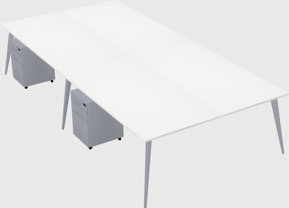 Shared rectangular office desk system