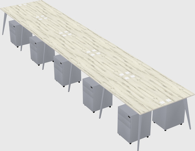 Shared rectangular office desk system