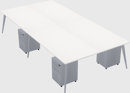 Shared rectangular office desk system