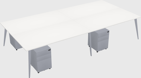 Shared rectangular office desk system