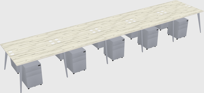 Shared rectangular office desk system
