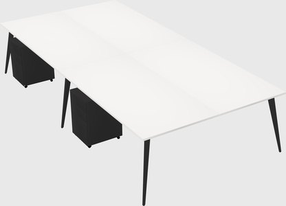 Shared rectangular office desk system