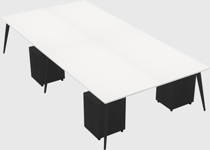 Shared rectangular office desk system