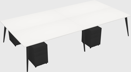 Shared rectangular office desk system