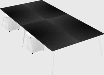 Shared rectangular office desk system