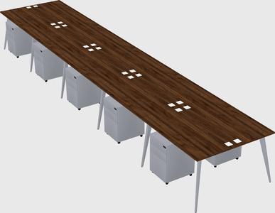 Shared rectangular office desk system