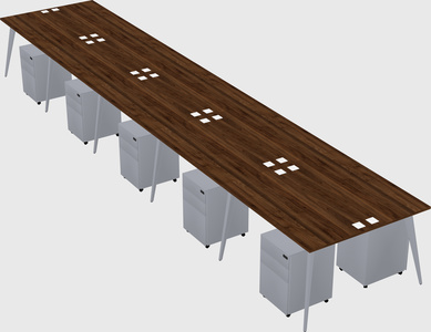 Shared rectangular office desk system