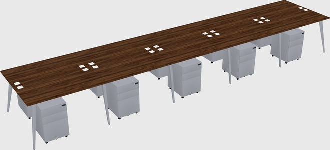 Shared rectangular office desk system