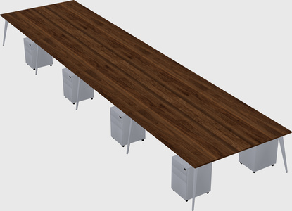 Shared rectangular office desk system