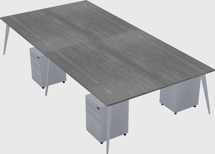 Shared rectangular office desk system