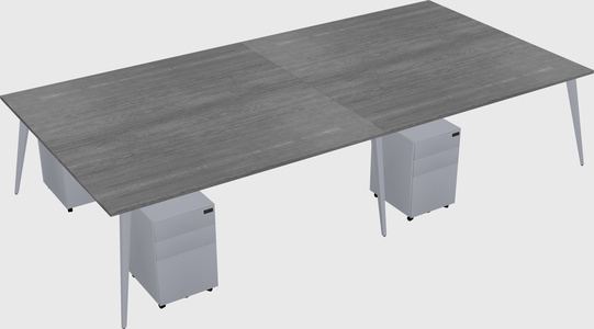 Shared rectangular office desk system