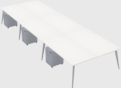 Shared rectangular office desk system