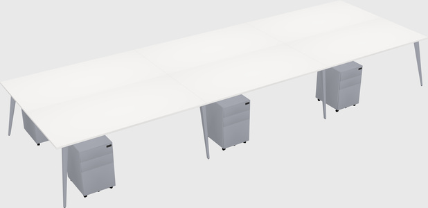 Shared rectangular office desk system