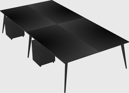 Shared rectangular office desk system