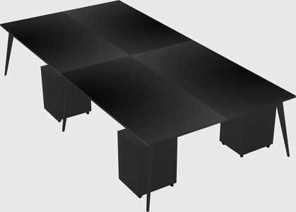 Shared rectangular office desk system