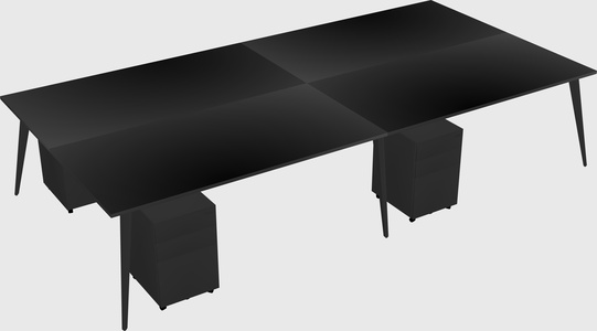 Shared rectangular office desk system
