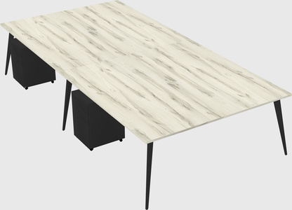 Shared rectangular office desk system