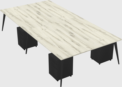 Shared rectangular office desk system