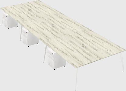 Shared rectangular office desk system