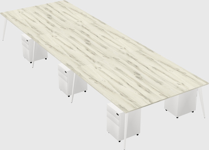 Shared rectangular office desk system