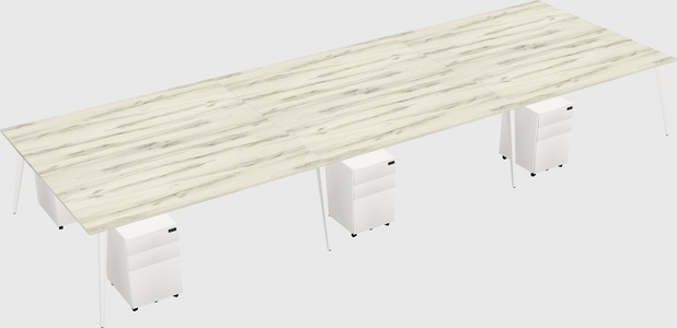 Shared rectangular office desk system