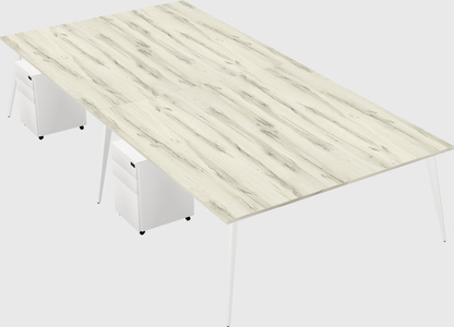 Shared rectangular office desk system