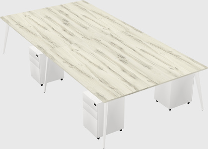 Shared rectangular office desk system