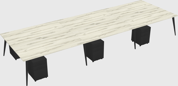 Shared rectangular office desk system