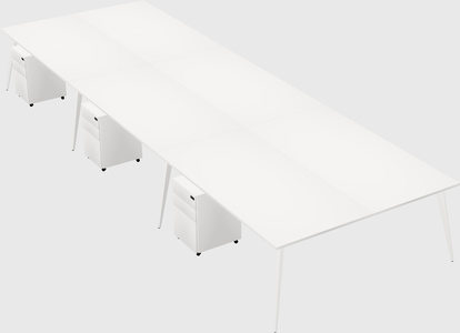 Shared rectangular office desk system