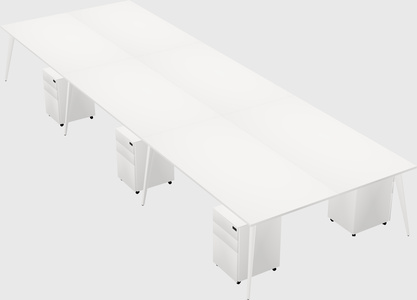 Shared rectangular office desk system