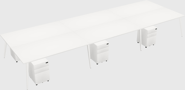 Shared rectangular office desk system