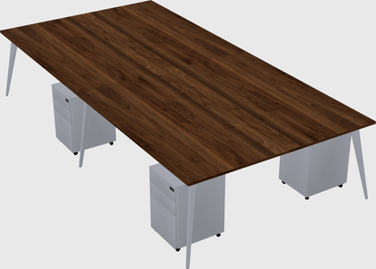 Shared rectangular office desk system