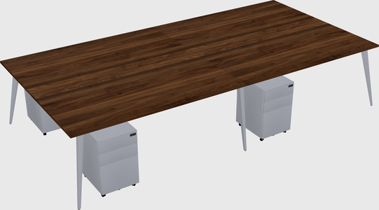 Shared rectangular office desk system
