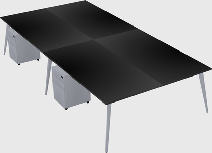 Shared rectangular office desk system