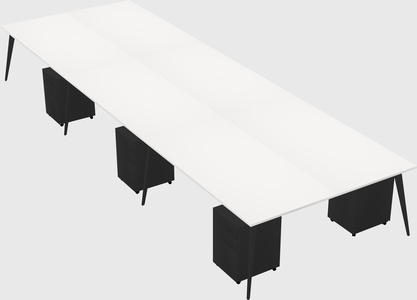 Shared rectangular office desk system