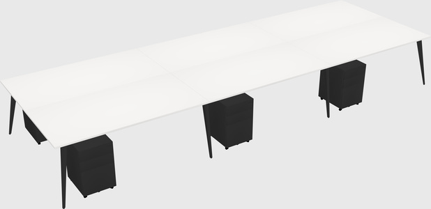 Shared rectangular office desk system