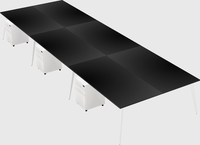 Shared rectangular office desk system