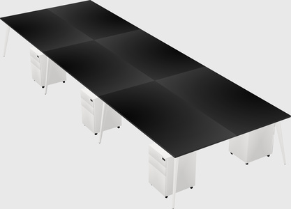 Shared rectangular office desk system
