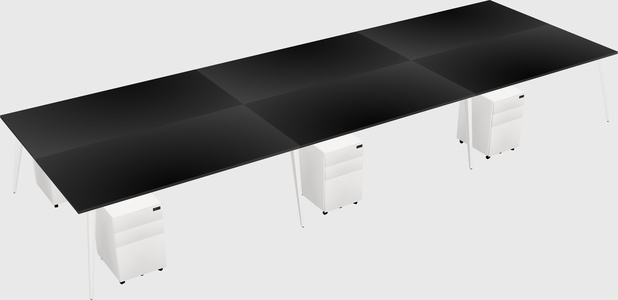 Shared rectangular office desk system