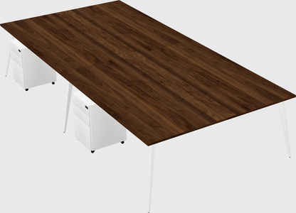 Shared rectangular office desk system