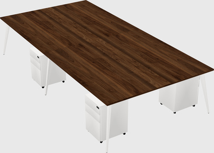 Shared rectangular office desk system