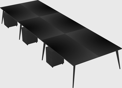 Shared rectangular office desk system