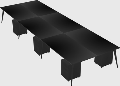 Shared rectangular office desk system