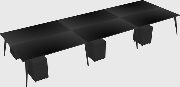 Shared rectangular office desk system